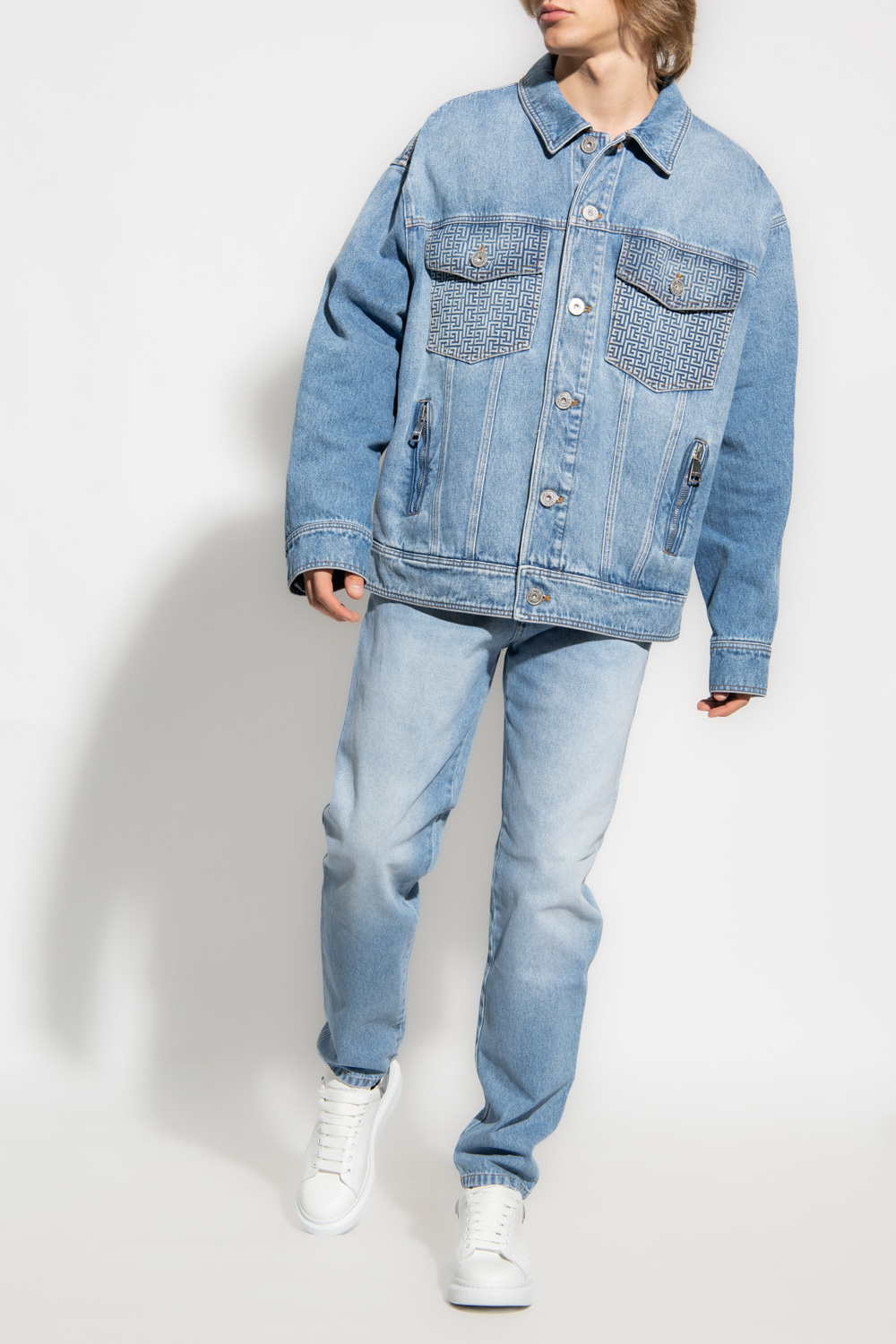 Mens fitted denim discount jacket